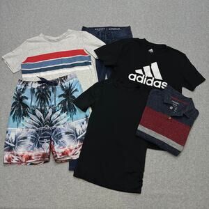 Boys Clothing Lot Adidas Jeans Polo Athleticwear Top Swim L(10/12) Outfit Bundle